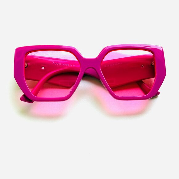 3666 GUCCI PINK SUNGLASSES OVERSIZED PINK LENS DESIGNER - Picture 2 of 11